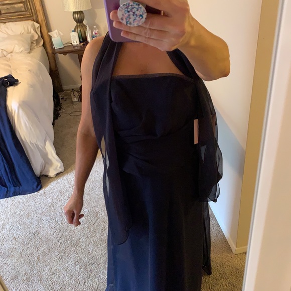 Beautiful Mori Lee Navy Blue Long Formal Dress Mother of the Bride - Picture 1 of 8